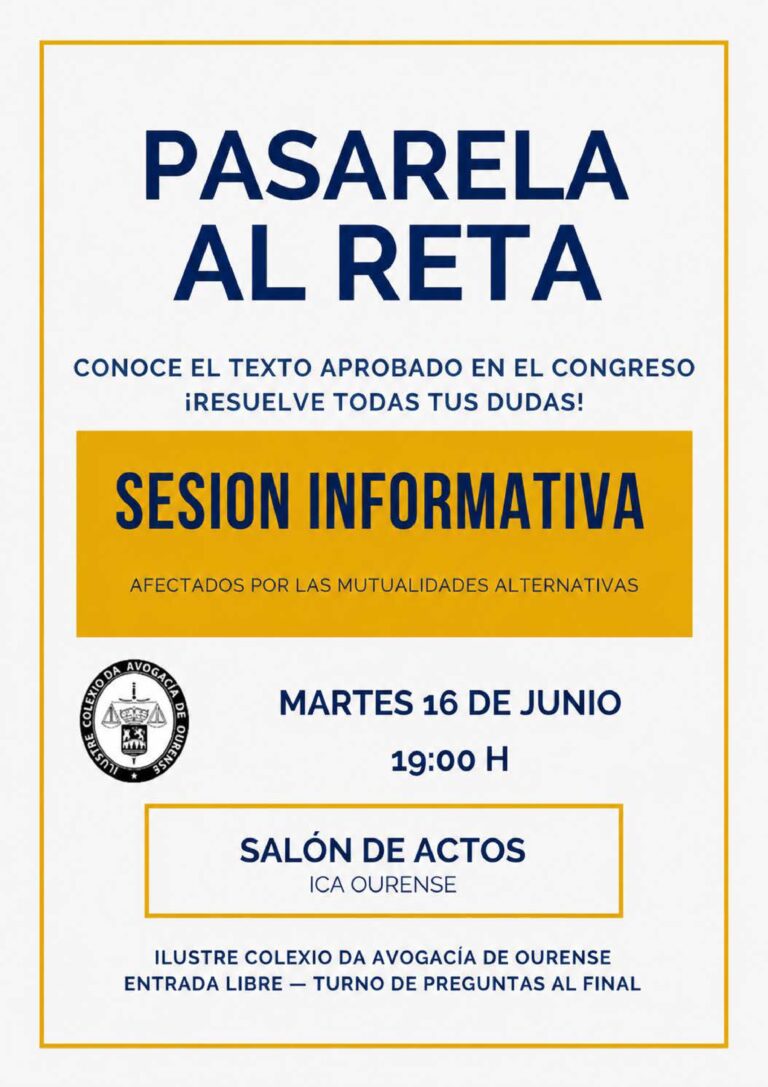 El ICA Ourense convoca una sesión informativa sobre la Pasarela al RETA